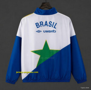 Retro Brazil Yellow & Green & Blue Star Pattern Windbreaker Jacket