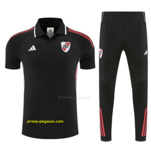 River Plate Black Polo Training Shirt + Long Pants Tracksuit