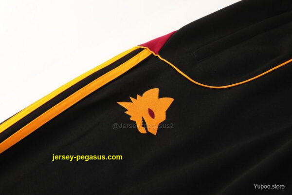 Roma Black Full Zipper Hooded Jacket Tracksuit + Long Pants
