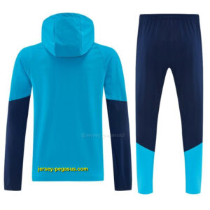 Spain Light Blue & Navy Blue Full Zipper Hooded Jacket Tracksuit + Long Pants