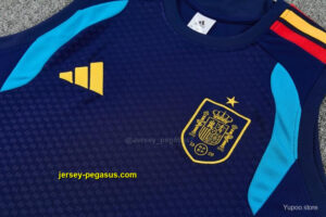 Spain Navy Blue Sleeveless Training Vest +Shorts Set