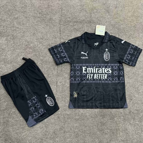 AC Milan Fouth Kid Kits Black Youth Apparels