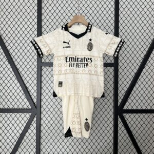 AC Milan Fouth Kid Kits Beige Children Sets Jersey