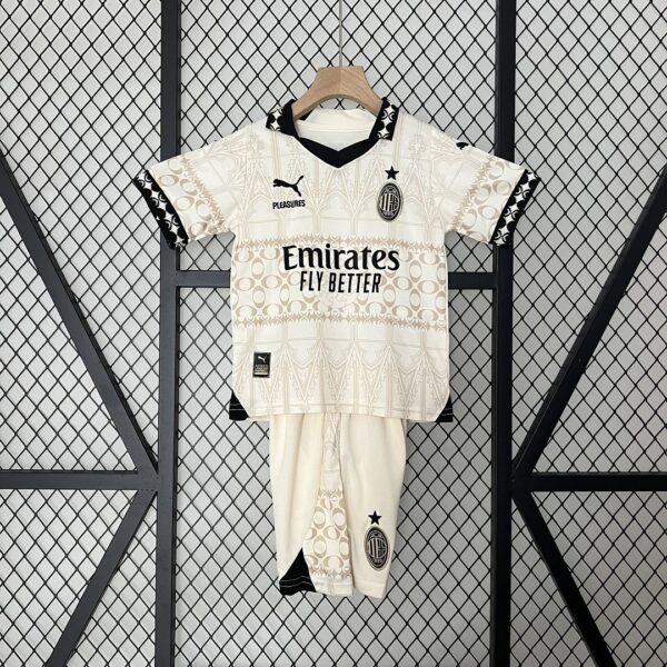 AC Milan Fouth Kid Kits Beige Children Sets Jersey