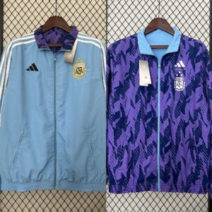 2024 Argentina Blue and Purple Reversible Windbreaker Double-Sides Jacket Footba