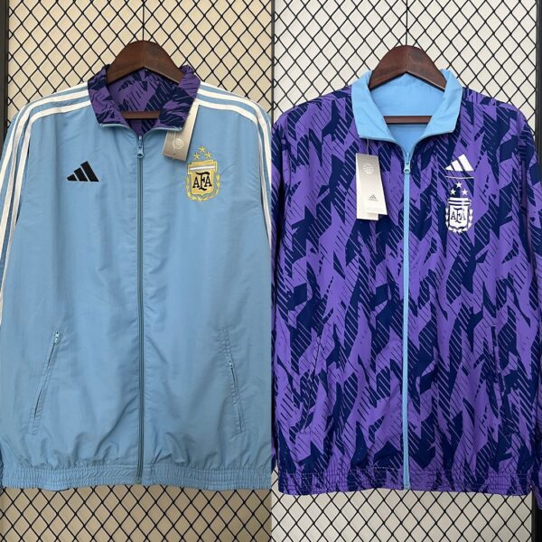2024 Argentina Blue and Purple Reversible Windbreaker Double-Sides Jacket Footba