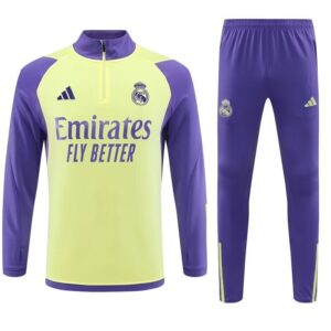 Real Madrid Adults And Kids Long Sleeve Kits Yellow Training Suits Cheap Jerseys