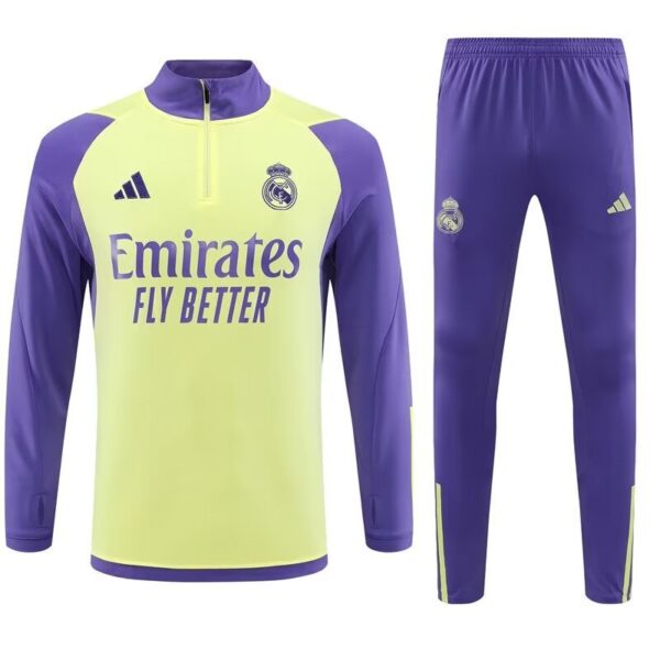 Real Madrid Adults And Kids Long Sleeve Kits Yellow Training Suits Cheap Jerseys