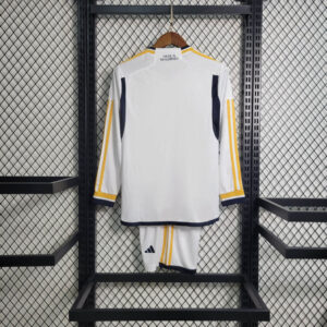 Real Madrid Home Kids Long Sleeve Kits Soccer Jerseys