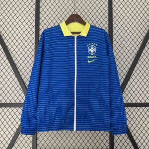 2024 Brazil Reversible Windbreaker Yellow&Blue Double-Sides Jacket Soccer Jersey