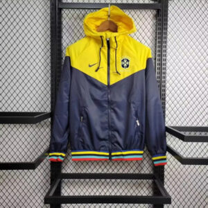 2024 Brazil Yellow and Navy Windbreaker Jacket Football Replicas