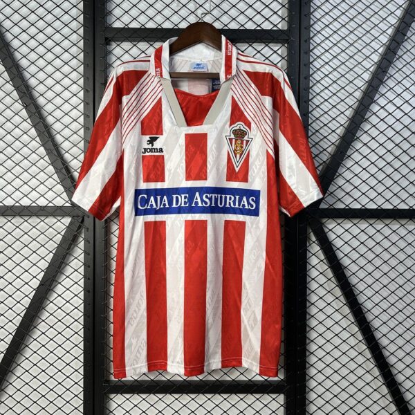 Sporting Gijon Home Retro Kit Vintage Shirt Soccer