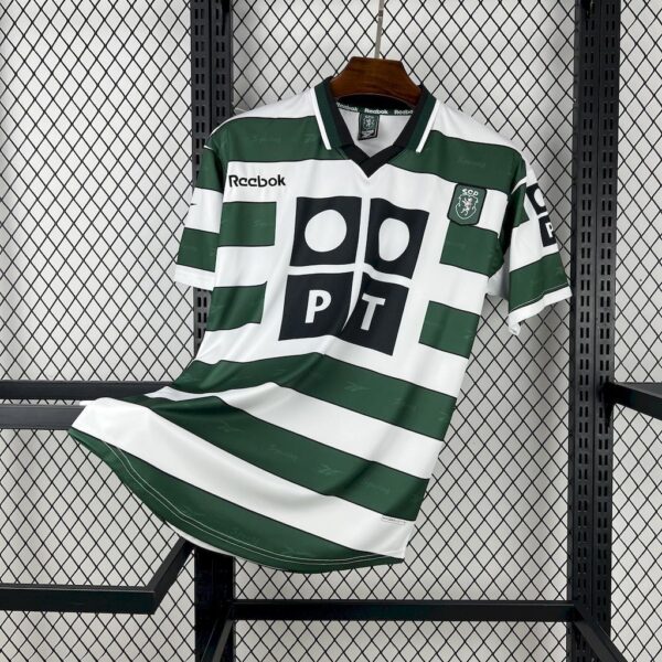 Sporting Lisbon Home Retro Kit Vintage T-Shirt Soccer