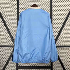 2024 Manchester United Blue&Beige Trench Coat Reversible Windbreaker Jacket Socc