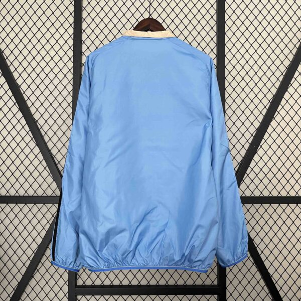2024 Manchester United Blue&Beige Trench Coat Reversible Windbreaker Jacket Socc
