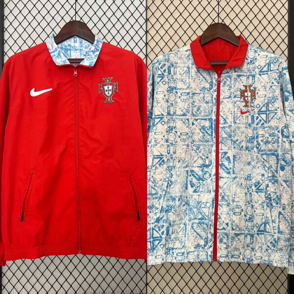 2024 Portugal Trench Coat Reversible Windbreaker Double-Sides Jacket Soccer Yupo