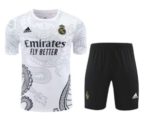 Real Madrid White Dragon Training Kits(Top+Shorts) Football Replicas