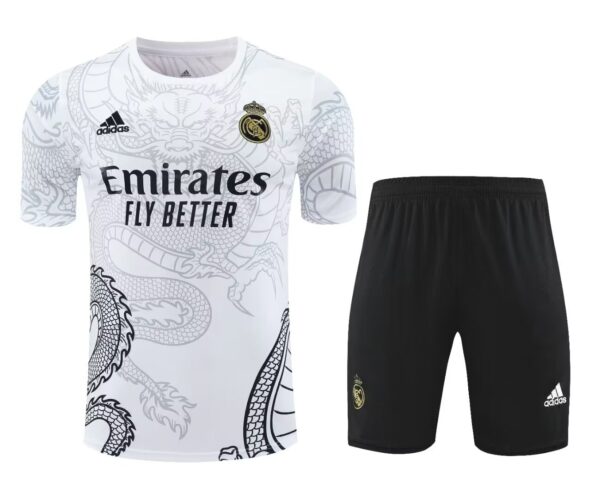 Real Madrid White Dragon Training Kits(Top+Shorts) Football Replicas