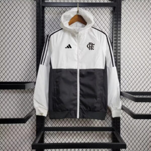 Flamengo White and Black Windbreaker Jacket Football Replicas