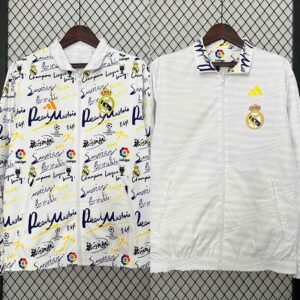 Real Madrid Trench Coat Reversible Windbreaker Double-Sides Jacket
