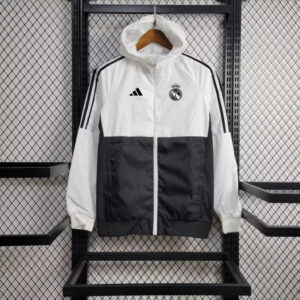 Real Madrid White and Black Windbreaker Jacket Football Replicas