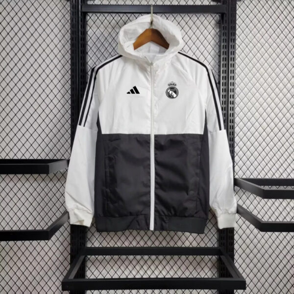 Real Madrid White and Black Windbreaker Jacket Football Replicas
