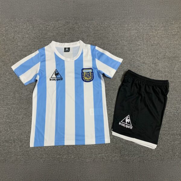 1986 Argentina Home Retro Kids Kits Children Sets Football
