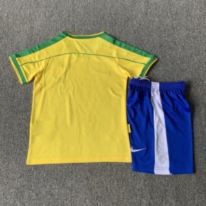 1998 Brazil Home Retro Kids Kit World Cup Shirt Soccer Jerseys