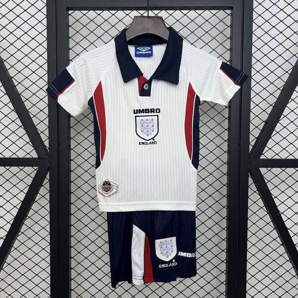 1998 England Home Retro Kid Kits Youth Apparels Soccer