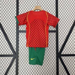 2004 Portugal Home Retro Kid Kits Youth Apparels