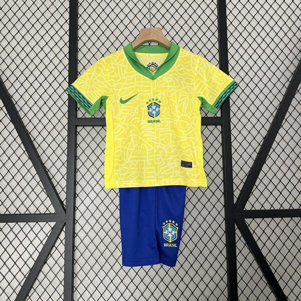 2024 Brazil Home Kid Kits Children Sets Soccer Jersey