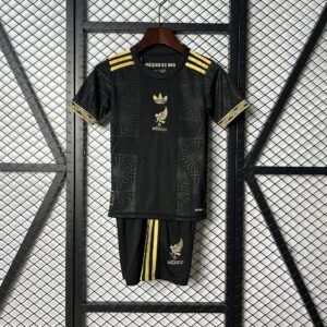 2025 Mexico Gold Black Kid Kits Youth Apparels