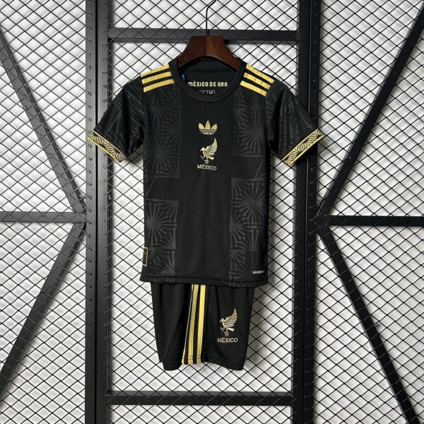 2025 Mexico Gold Black Kid Kits Youth Apparels