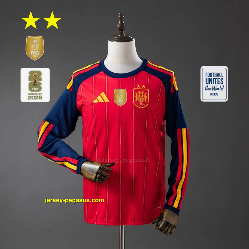 Spain 2026 Home 2-Star Champion Edition Long Sleeve Jersey