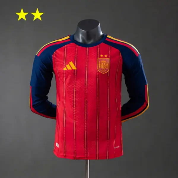 Spain 2026 Home 2-Star Champion Edition Player Version Long sleeves Jersey