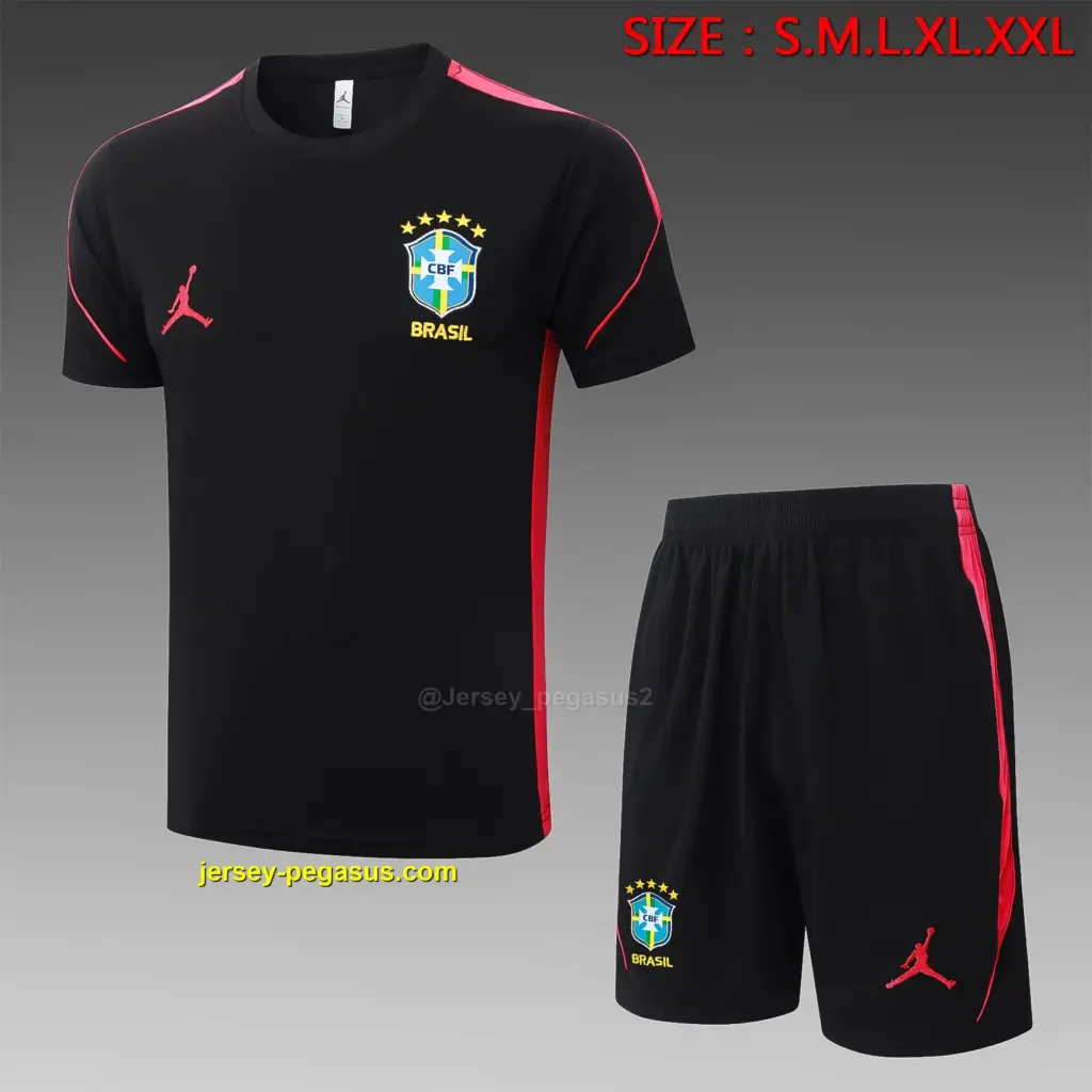 2627 short-sleeved Brazilian black (red color)-Brazil