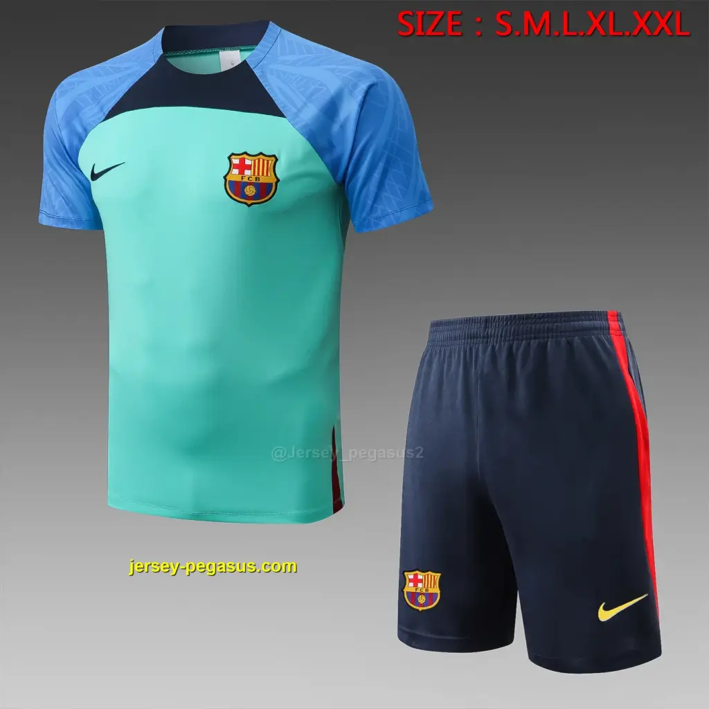 Short Sleeve 2223 Barcelona Green Blue Sleeves