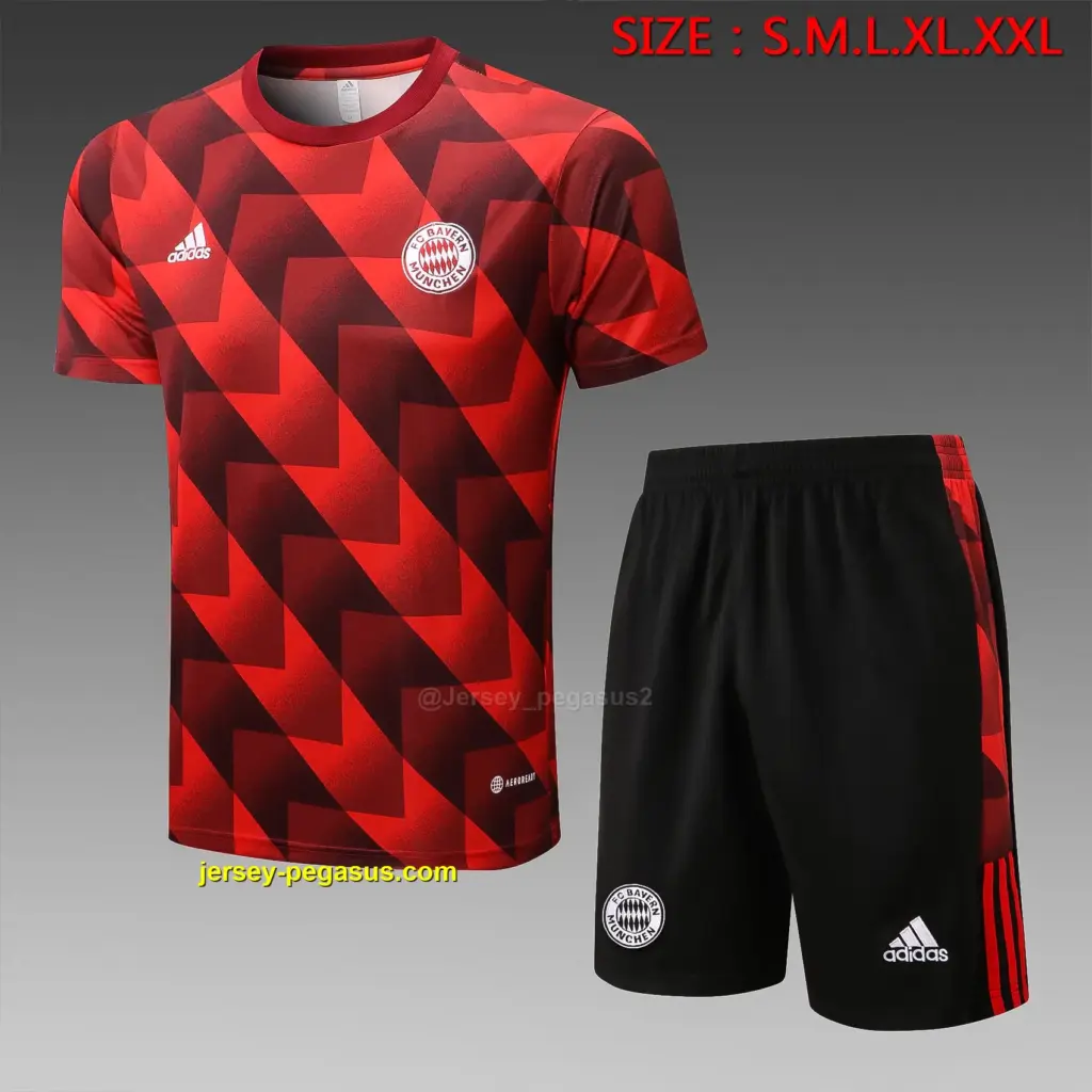 Short-sleeved 2223 Bayern full body inkjet red (with five-length pants)