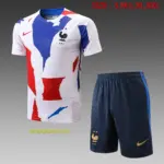 Short-sleeved 2223 French full-body inkjet white (with cropped pants)