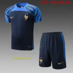 Short-sleeved 2223 French sapphire blue (with cropped pants)