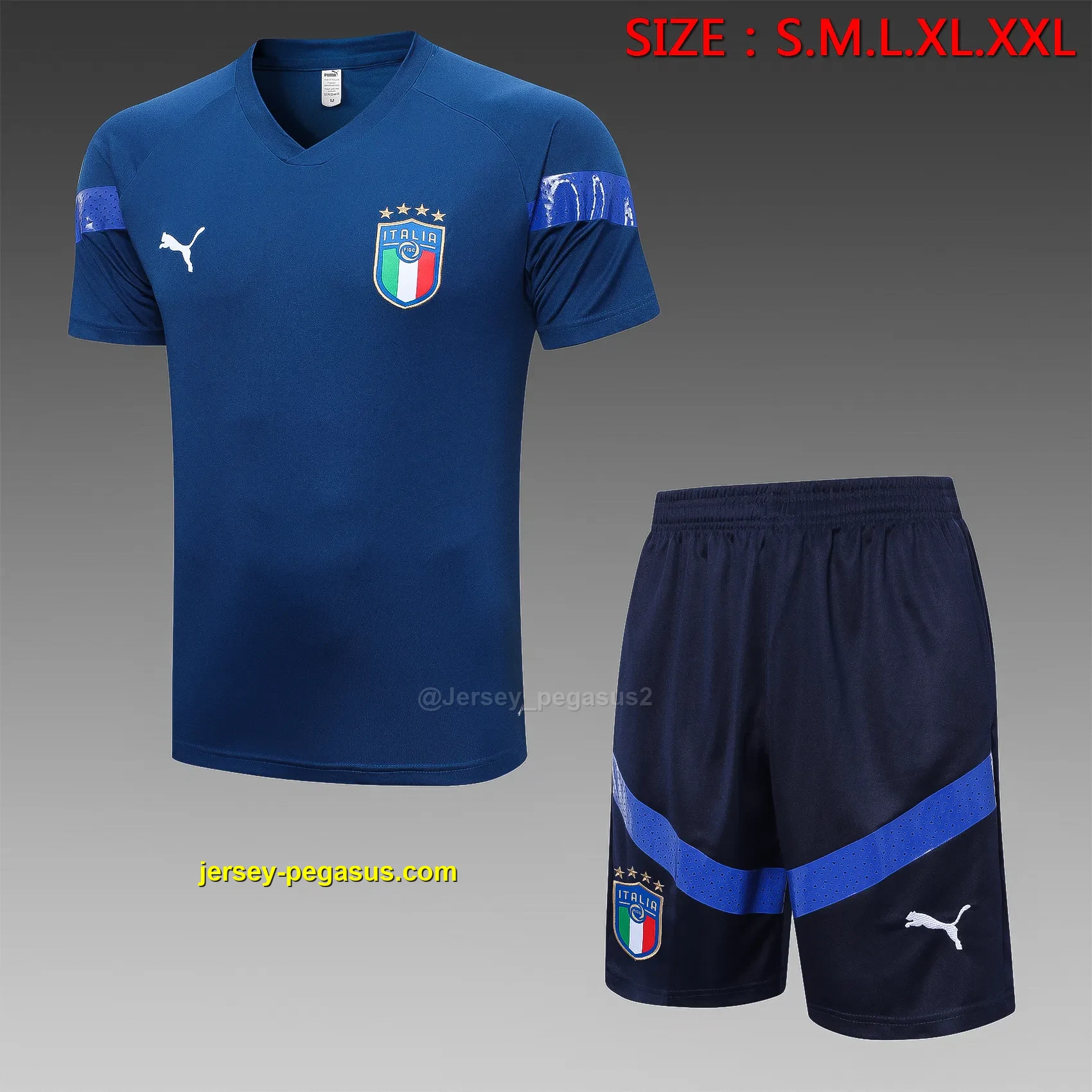 Short-sleeved 2223 Italian royal blue (with cropped pants) Short-sleeved 2223 Italian royal blue (with cropped pants)