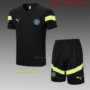 Short-sleeved 2223 Manchester City black (with cropped pants)