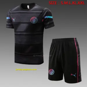 Short-sleeved 2223 Manchester City black (with cropped pants) (2)