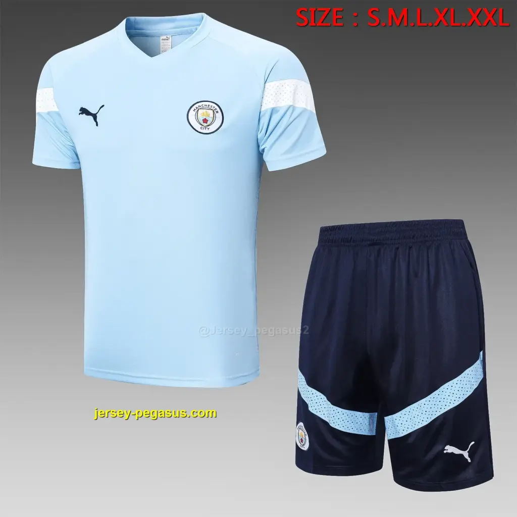 Short-sleeved 2223 Manchester City light blue (with cropped pants)