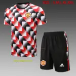 Short-sleeved 2223 Manchester United full-body inkjet black and white red