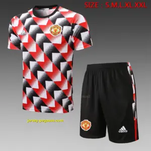Short-sleeved 2223 Manchester United full-body inkjet black and white red