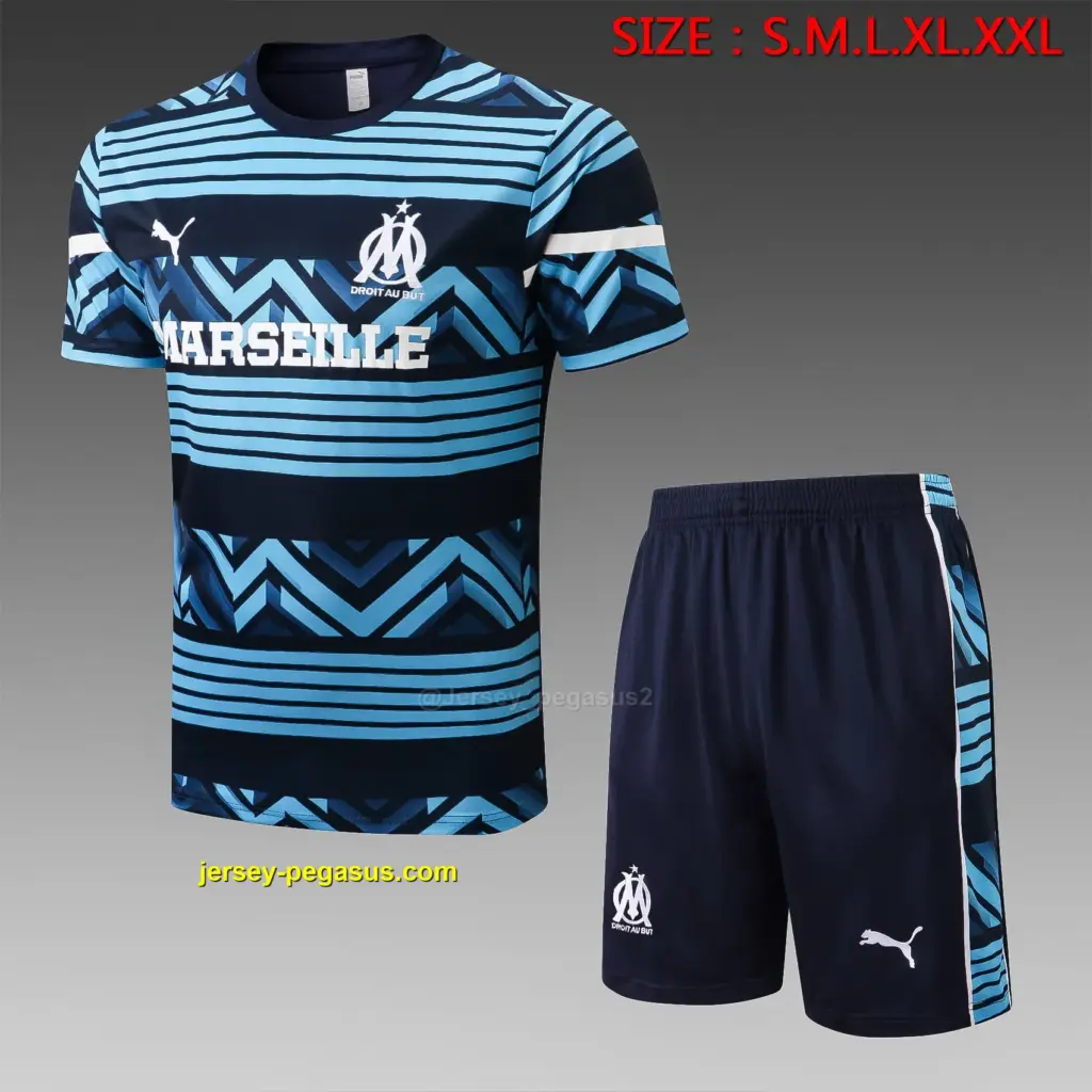Short-sleeved 2223 Marseille pad-printed sapphire blue (with cropped pants