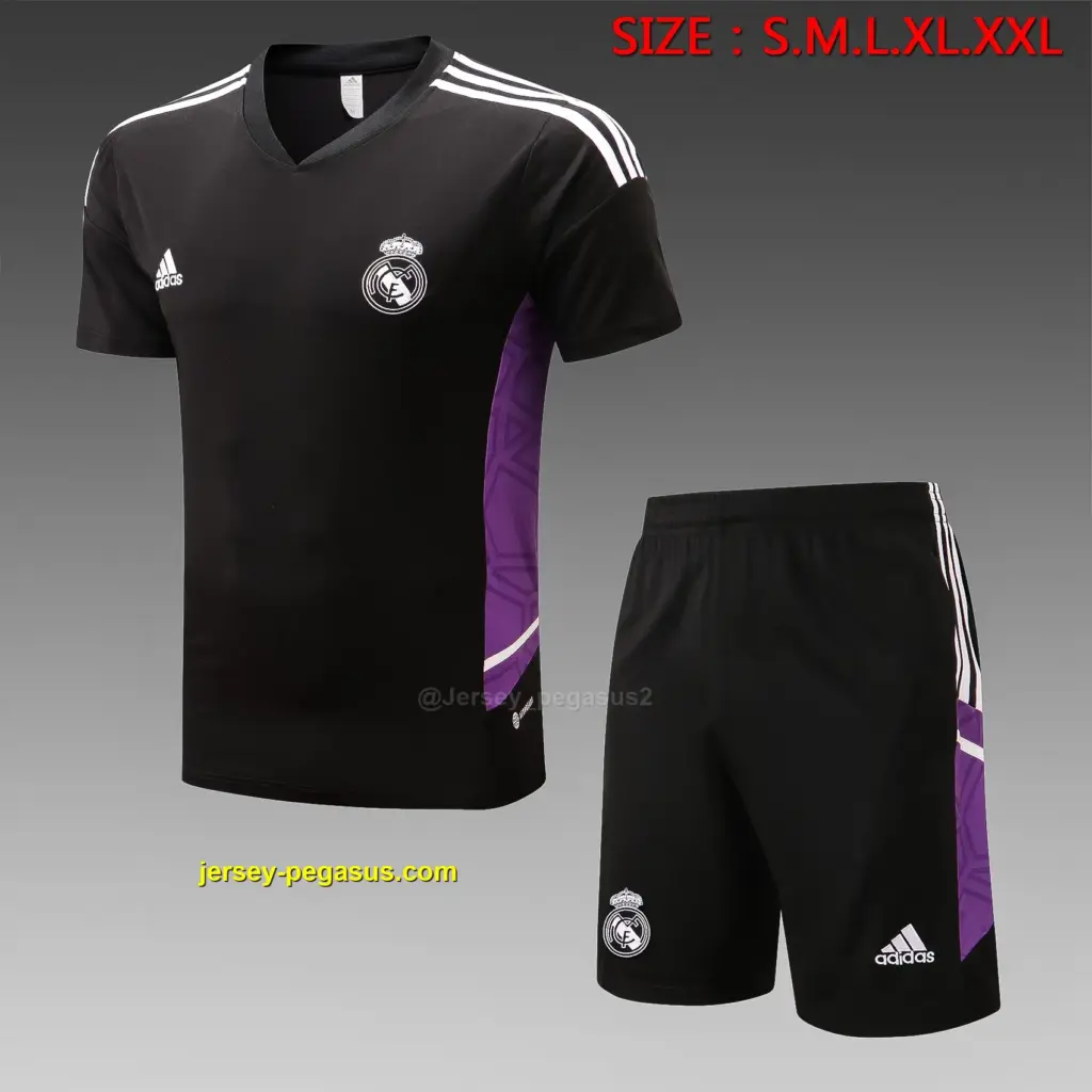 Short-sleeved 2223 Real Madrid black (with cropped pants)
