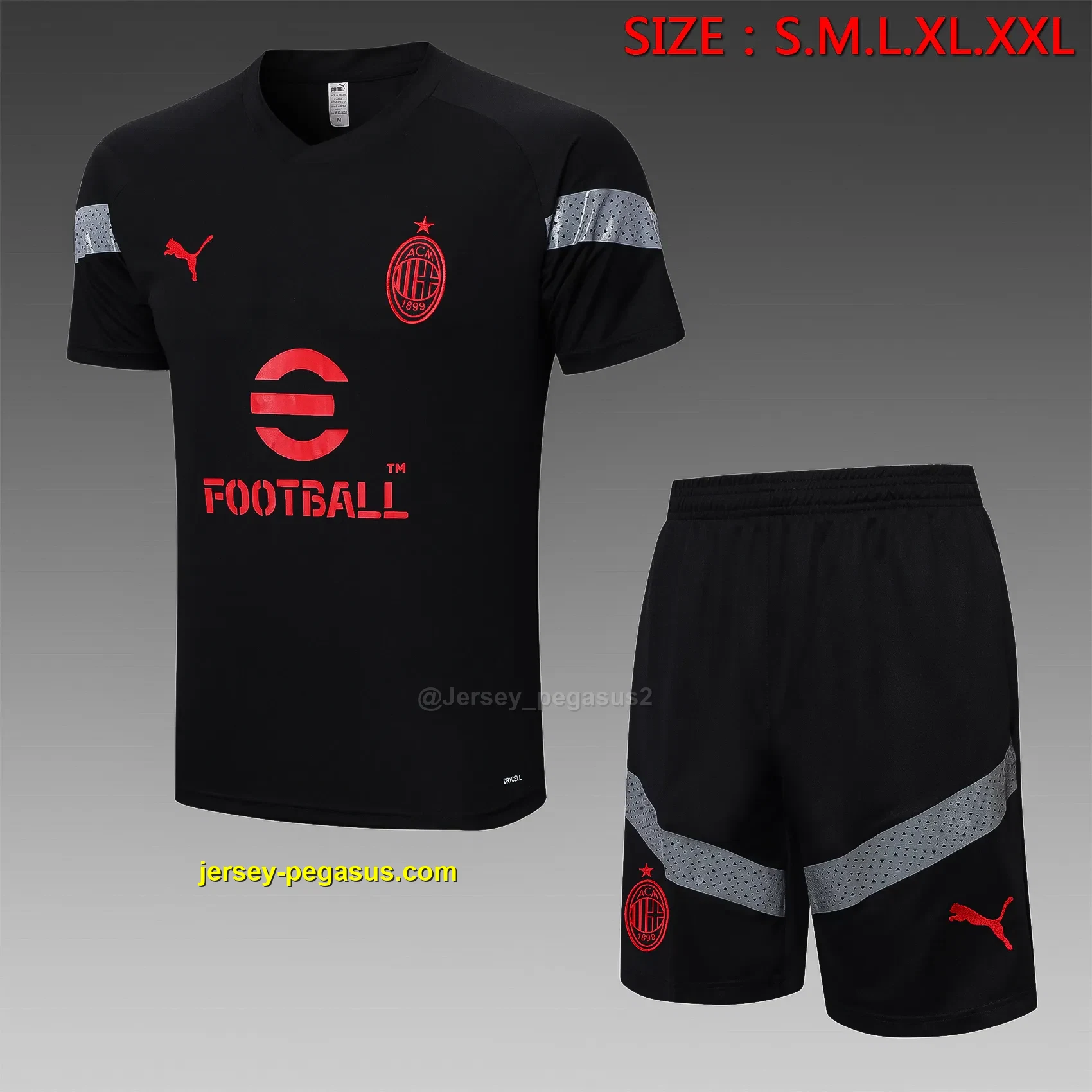 Short-sleeved 2223AC Milan black (with cropped pants)) Short-sleeved 2223AC Milan black (with cropped pants))