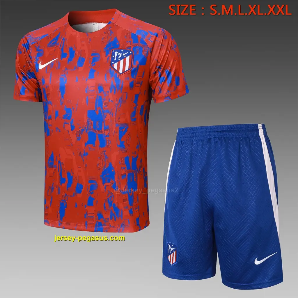 Short-sleeved 2324 Atletico Red (with five-length pants)